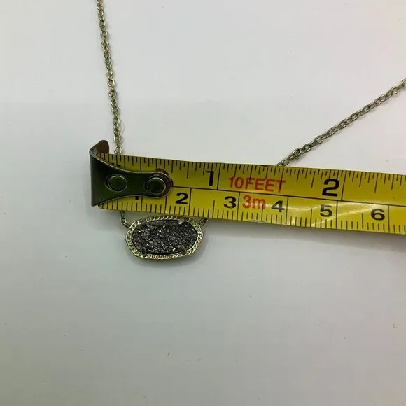 Kendra Scott Elisa Black Druzy Gold Tone Chain Necklace - Picture 7 of 8